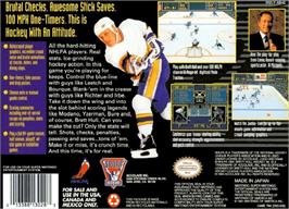 Box back cover for Brett Hull Hockey 95 on the Nintendo SNES.