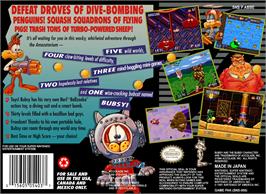 Box back cover for Bubsy 2 on the Nintendo SNES.
