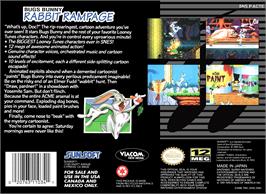 Box back cover for Bugs Bunny - Rabbit Rampage on the Nintendo SNES.