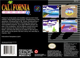 Box back cover for California Games 2 on the Nintendo SNES.