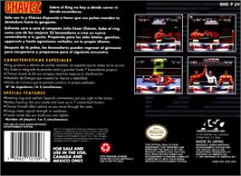 Box back cover for Chavez on the Nintendo SNES.