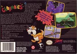 Box back cover for Claymates on the Nintendo SNES.