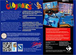 Box back cover for Claymates on the Nintendo SNES.