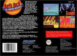 Box back cover for Daffy Duck: The Marvin Missions on the Nintendo SNES.