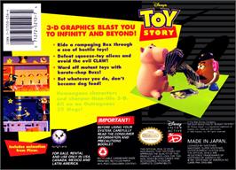 Box back cover for Disney's Toy Story on the Nintendo SNES.