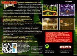 Box back cover for Donkey Kong Country on the Nintendo SNES.