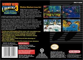 Box back cover for Donkey Kong Country 3 - Dixie Kong's Double Trouble on the Nintendo SNES.