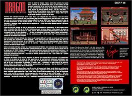 Box back cover for Dragon: The Bruce Lee Story on the Nintendo SNES.