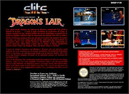 Box back cover for Dragon's Lair on the Nintendo SNES.