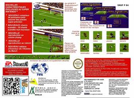 Box back cover for FIFA International Soccer on the Nintendo SNES.