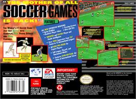Box back cover for FIFA Soccer 96 on the Nintendo SNES.