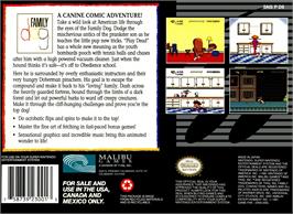 Box back cover for Family Dog on the Nintendo SNES.