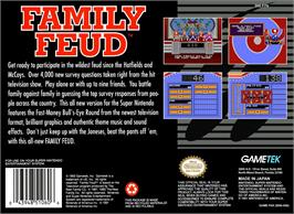 Box back cover for Family Feud on the Nintendo SNES.