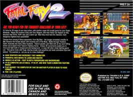 Box back cover for Fatal Fury 2 on the Nintendo SNES.