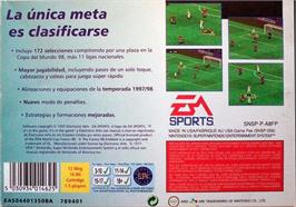 Box back cover for Fifa 98 - Road To World Cup on the Nintendo SNES.