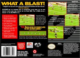Box back cover for Fifa International Soccer on the Nintendo SNES.