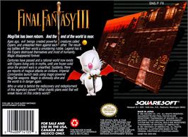 Box back cover for Final Fantasy 6 on the Nintendo SNES.