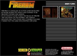 Box back cover for Firearm on the Nintendo SNES.