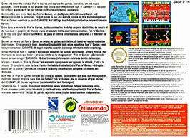 Box back cover for Fun 'N Games on the Nintendo SNES.