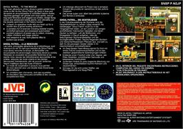 Box back cover for Ghoul Patrol on the Nintendo SNES.