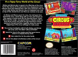 Box back cover for Great Circus Mystery Starring Mickey And Minnie, The on the Nintendo SNES.