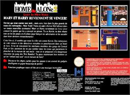 Box back cover for Home Alone 2: Lost in New York on the Nintendo SNES.