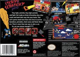 Box back cover for Itchy And Scratchy Game, The on the Nintendo SNES.
