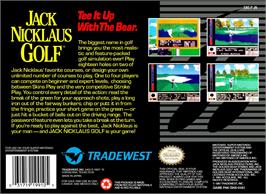 Box back cover for Jack Nicklaus Golf on the Nintendo SNES.