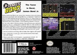Box back cover for James Bond Jr. on the Nintendo SNES.