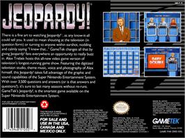 Box back cover for Jeopardy! on the Nintendo SNES.