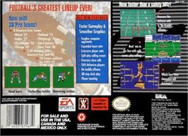 Box back cover for John Madden Football '93 on the Nintendo SNES.