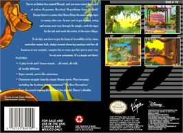 Box back cover for Jungle Book, The on the Nintendo SNES.