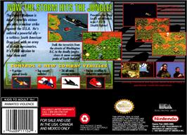 Box back cover for Jungle Strike on the Nintendo SNES.