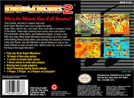 Box back cover for King of the Monsters 2: The Next Thing on the Nintendo SNES.
