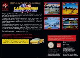 Box back cover for Lamborghini - American Challenge on the Nintendo SNES.