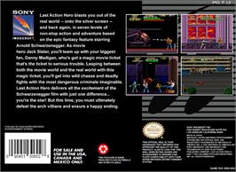 Box back cover for Last Action Hero on the Nintendo SNES.
