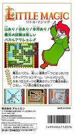 Box back cover for Little Magic on the Nintendo SNES.