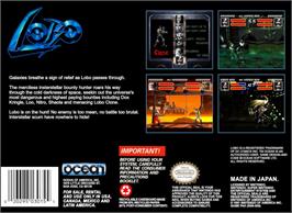 Box back cover for Lobo on the Nintendo SNES.