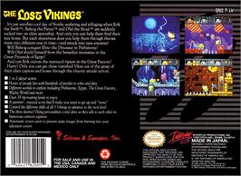 Box back cover for Lost Vikings, The on the Nintendo SNES.