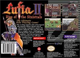 Box back cover for Lufia II: Rise of the Sinistrals on the Nintendo SNES.