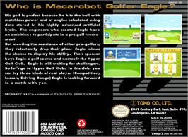 Box back cover for Mecarobot Golf on the Nintendo SNES.