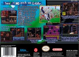 Box back cover for Michael Jordan:  Chaos in the Windy City on the Nintendo SNES.