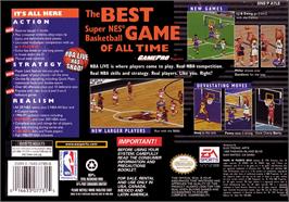 Box back cover for NBA Live '97 on the Nintendo SNES.