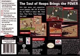 Box back cover for NBA Live '98 on the Nintendo SNES.