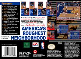 Box back cover for NBA Showdown on the Nintendo SNES.