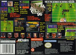 Box back cover for NFL Quarterback Club '96 on the Nintendo SNES.