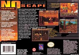 Box back cover for No Escape on the Nintendo SNES.