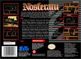 Box back cover for Nosferatu on the Nintendo SNES.