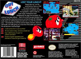 Box back cover for Out To Lunch on the Nintendo SNES.