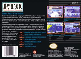 Box back cover for P.T.O.: Pacific Theater of Operations on the Nintendo SNES.